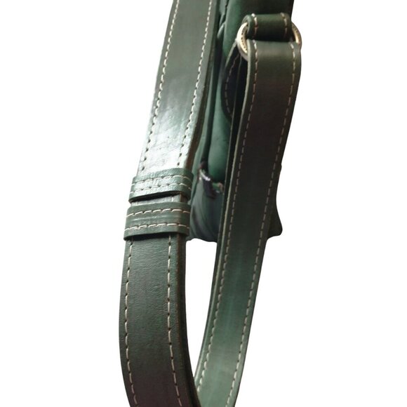 American West Hand Tooled Leather Shoulder Bag Green Vintage Boho Western - Picture 10 of 14